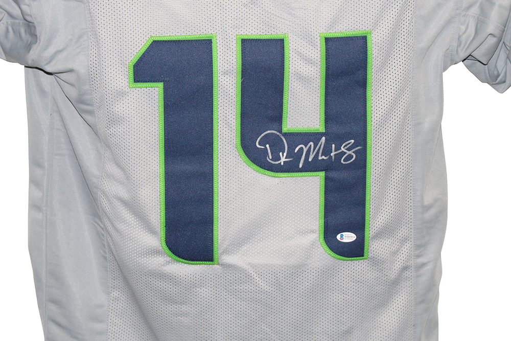 DK Metcalf Autographed/Signed Pro Style Grey XL Jersey BAS 31639