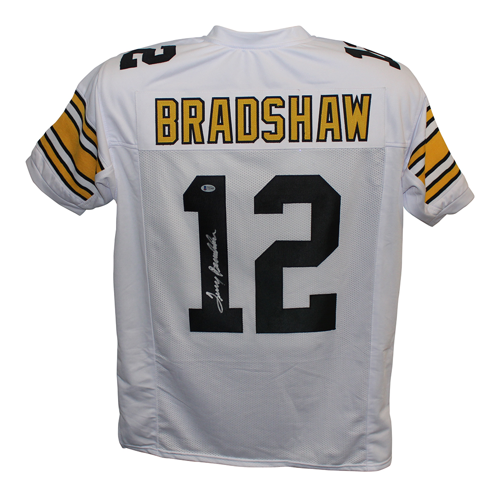 Terry Bradshaw Autographed/Signed Pro Style XL White Jersey BAS 29497