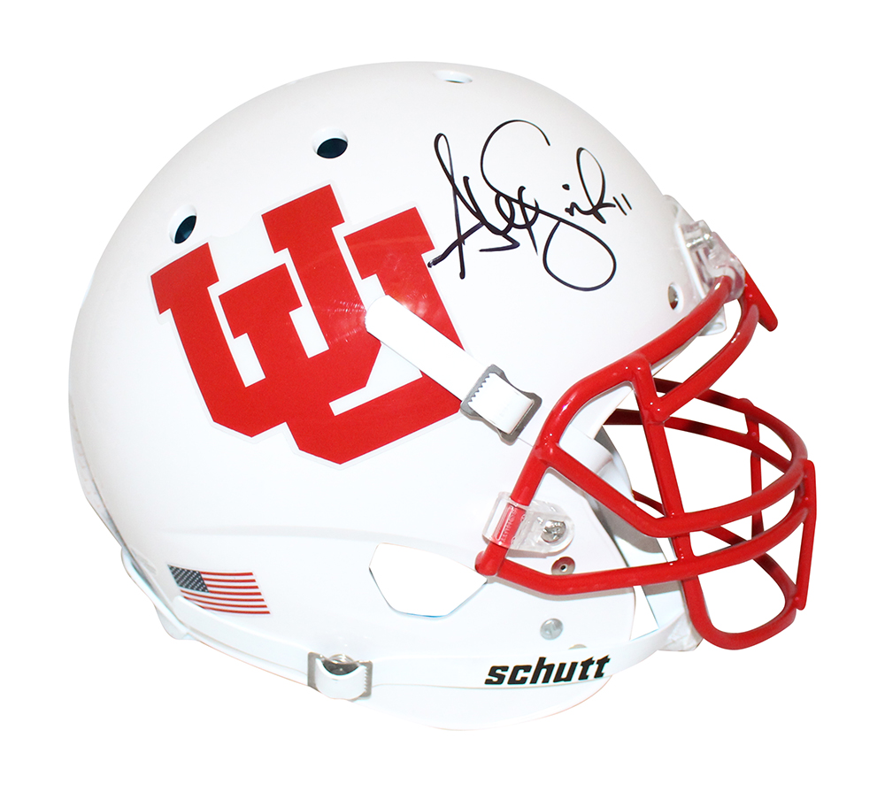 Alex Smith Autographed Utah Utes Authentic White Schutt Helmet BAS 31736