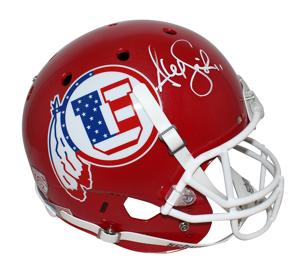 Alex Smith Autographed/Signed Utah Utes F/S Red Schutt Helmet BAS 31737