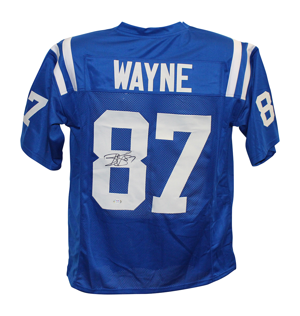 Reggie Wayne Autographed/Signed Pro Style Blue XL Jersey PSA 31843