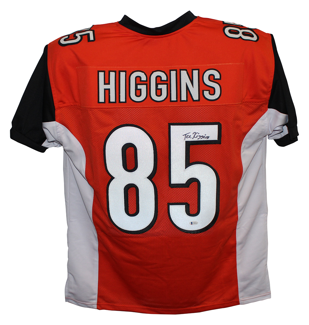 Tee Higgins Autographed/Signed Pro Style Orange XL Jersey BAS 29500