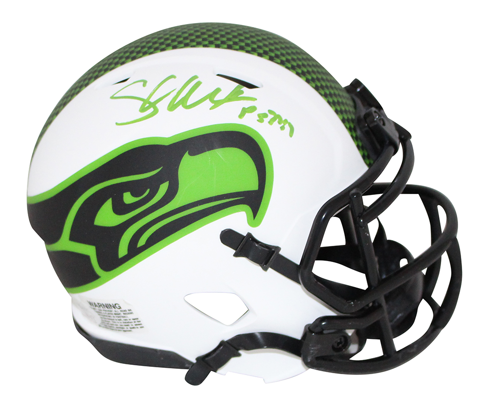 Shaun Alexander Autographed Seattle Seahawks Lunar Mini Helmet JSA 31851