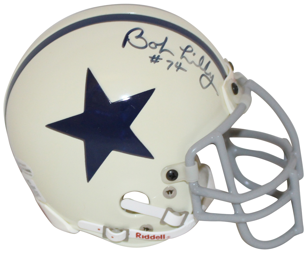 Bob Lilly Autographed Dallas Cowboys Authentic White Mini Helmet BAS 31860