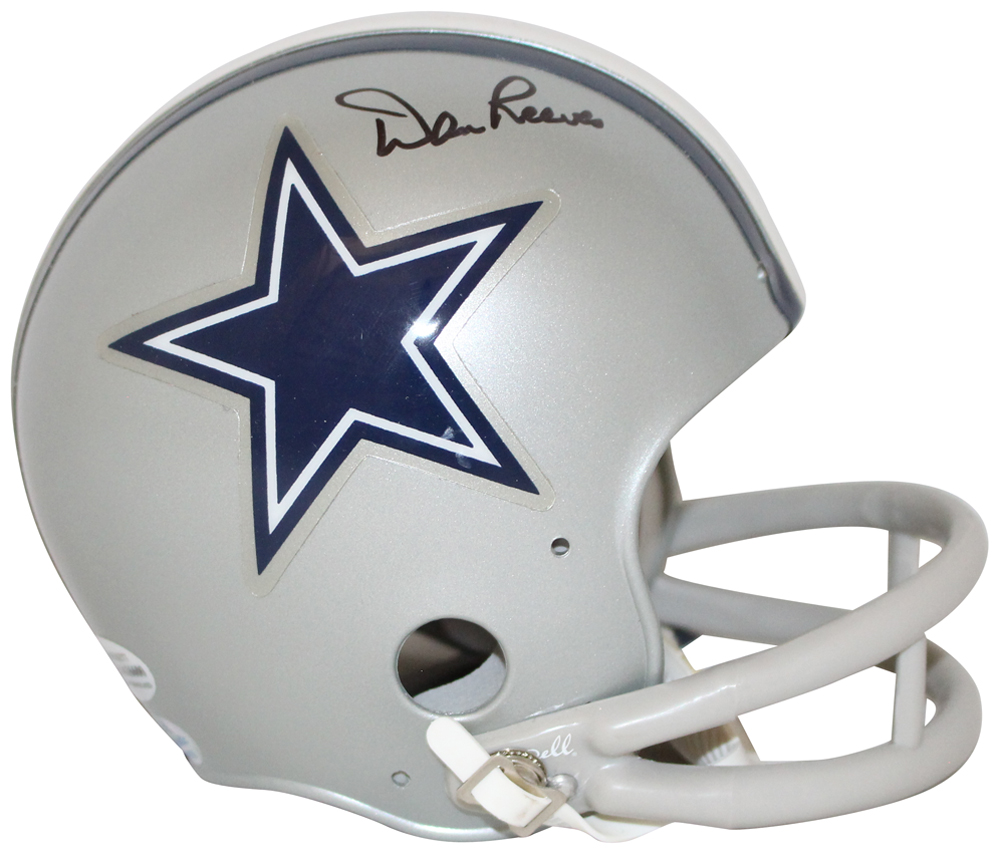 Dan Reeves Autographed/Signed Dallas Cowboys 2-Bar Mini Helmet BAS 31864