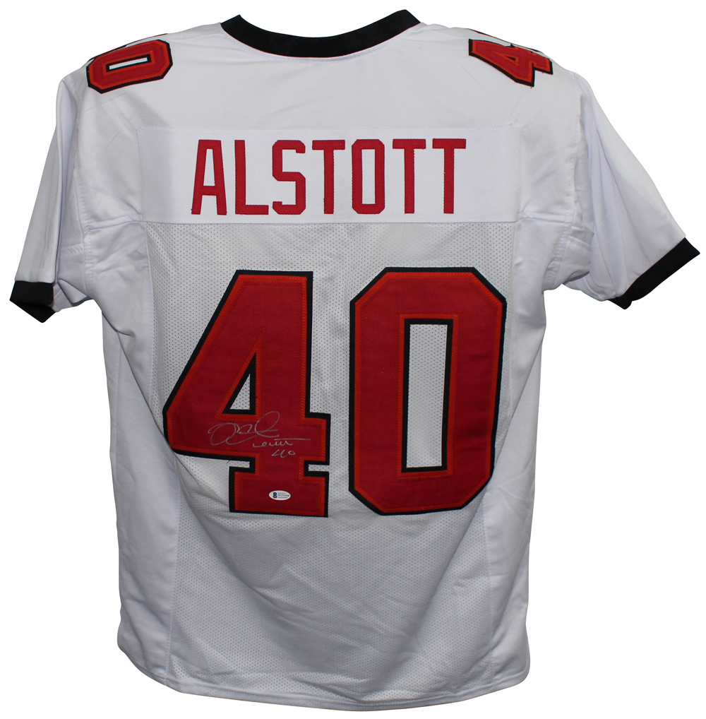 Mike Alstott Autographed/Signed Pro Style White Current XL Jersey BAS 32516