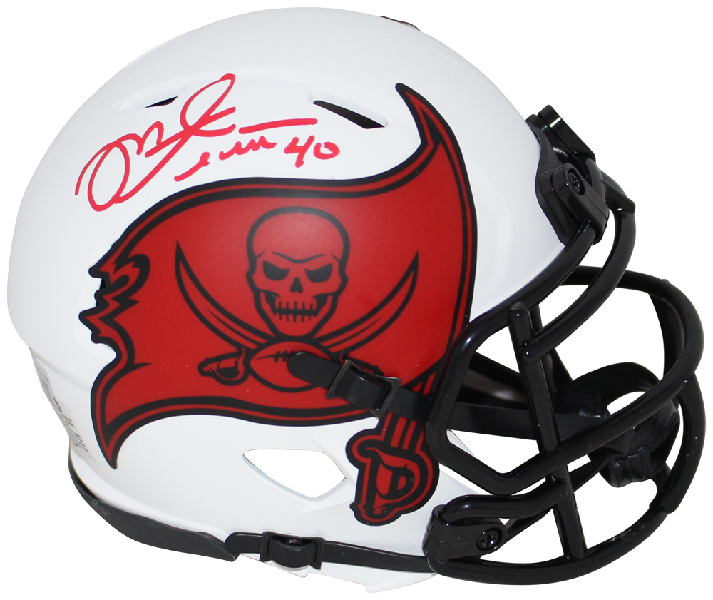 Mike Alstott Autographed Tampa Bay Buccaneers Lunar Mini Helmet BAS 32520