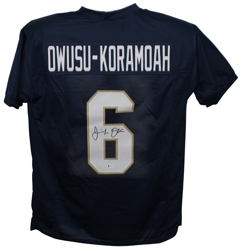 Jeremiah Owusu-Koramoah Autographed College Style Blue XL Jersey BAS 32527