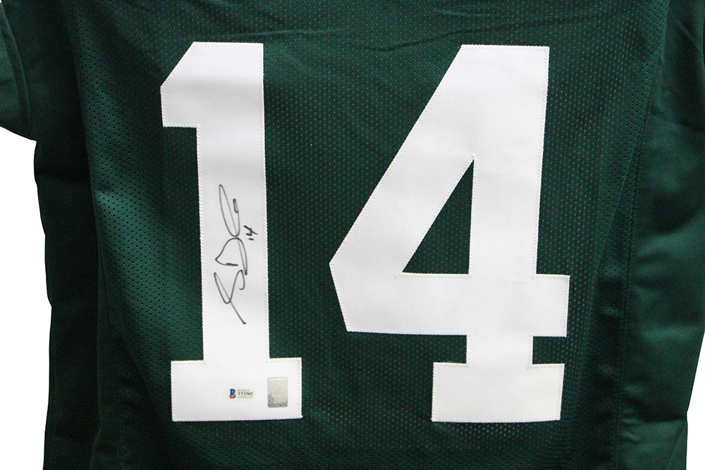 Sam Darnold Autographed/Signed Pro Style Green XL Jersey BAS 29505