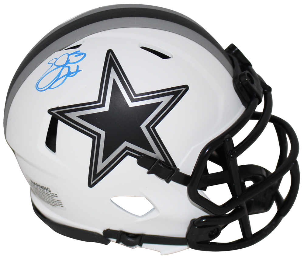 Emmitt Smith Autographed/Signed Dallas Cowboys Lunar Mini Helmet BAS 32559