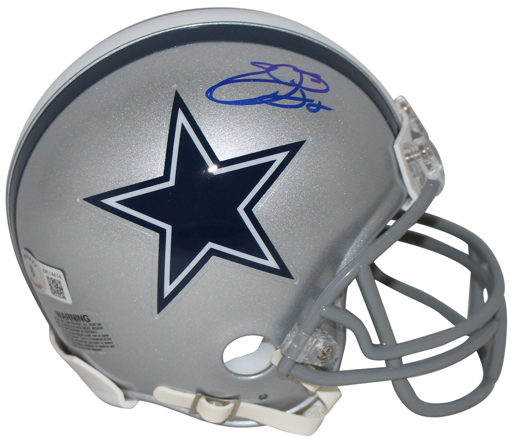 Emmitt Smith Autographed/Signed Dallas Cowboys VSR4 Mini Helmet BAS 32561