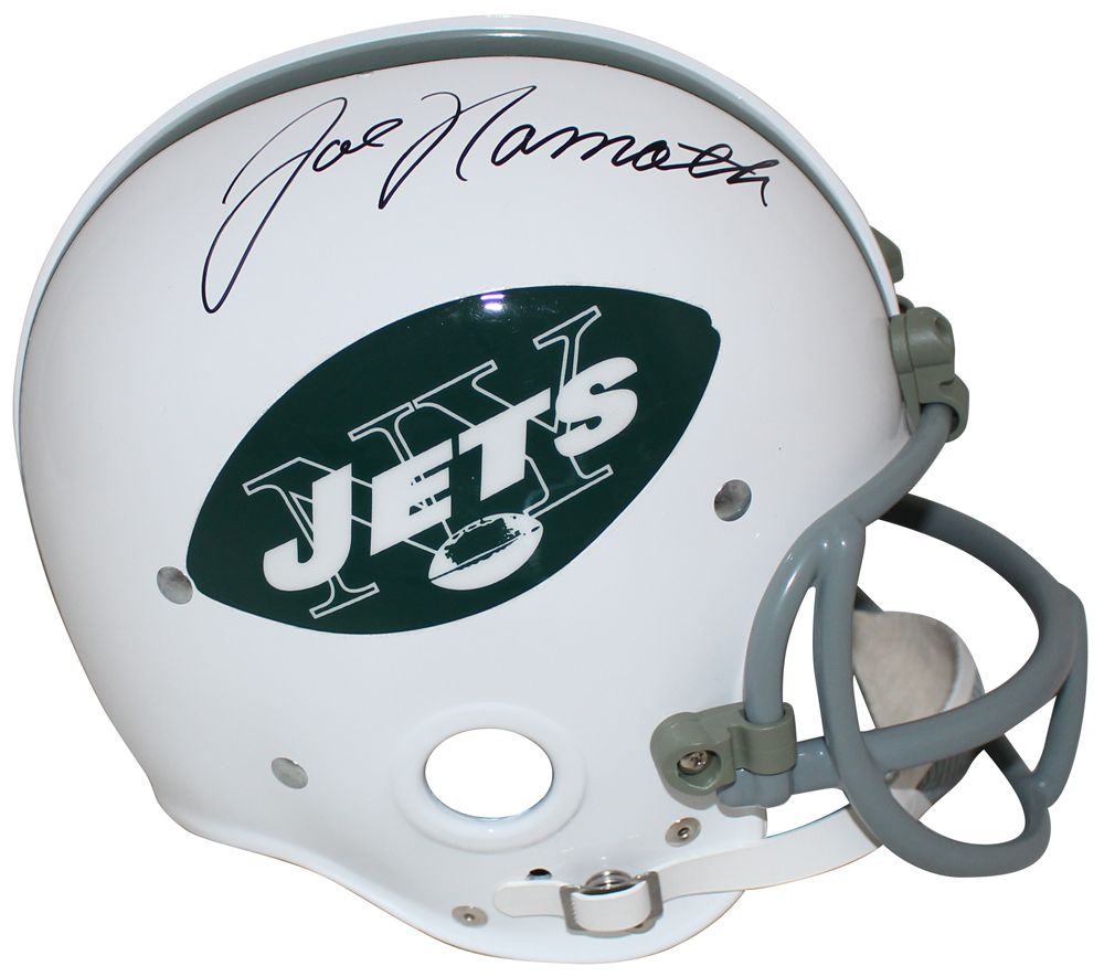 Joe Namath Autographed/Signed New York Jets RK Helmet Modified Mask JSA 32671