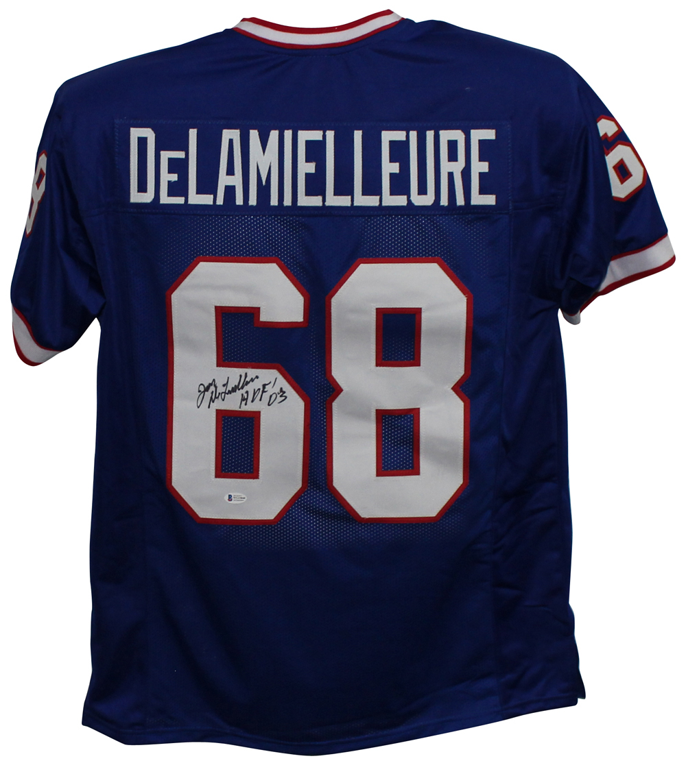 Joe Delamielleure Autographed/Signed Pro Style Blue XL Jersey HOF BAS 32809