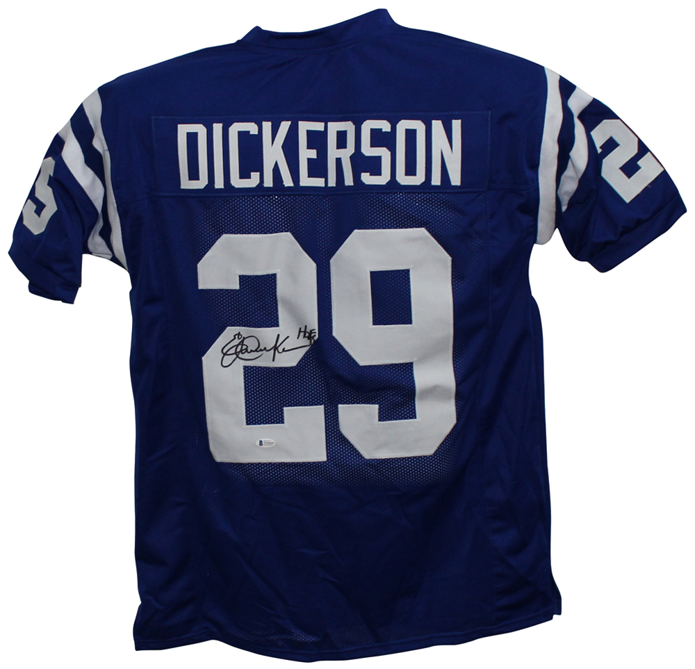 Eric Dickerson Autographed/Signed Pro Style Blue XL Jersey HOF BAS 32812