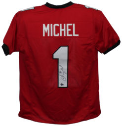 Sony Michel Autographed/Signed College Style Red XL Jersey BAS 32814