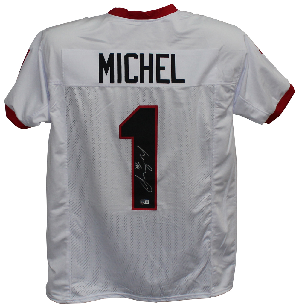 Sony Michel Autographed/Signed College Style White XL Jersey BAS