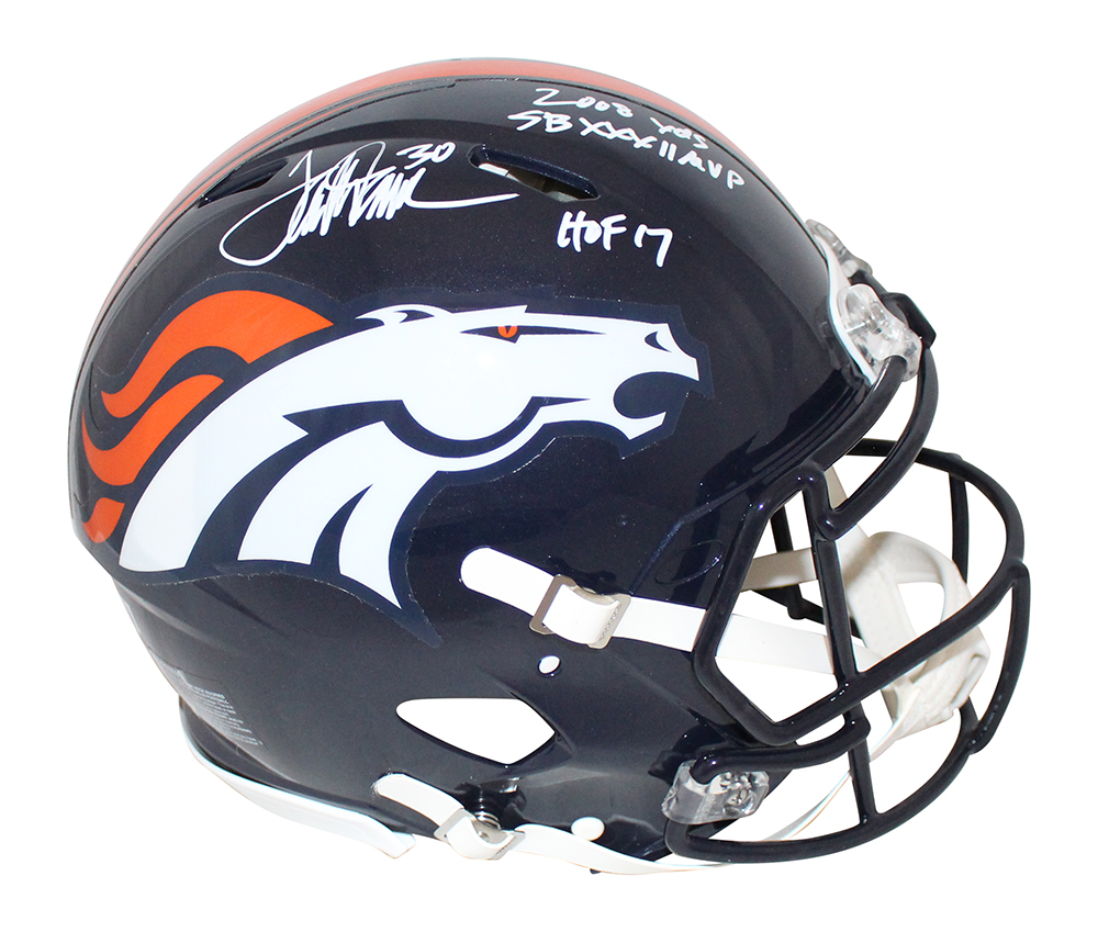 Terrell Davis Signed Denver Broncos Authentic Speed Helmet 3 Insc BAS 32820