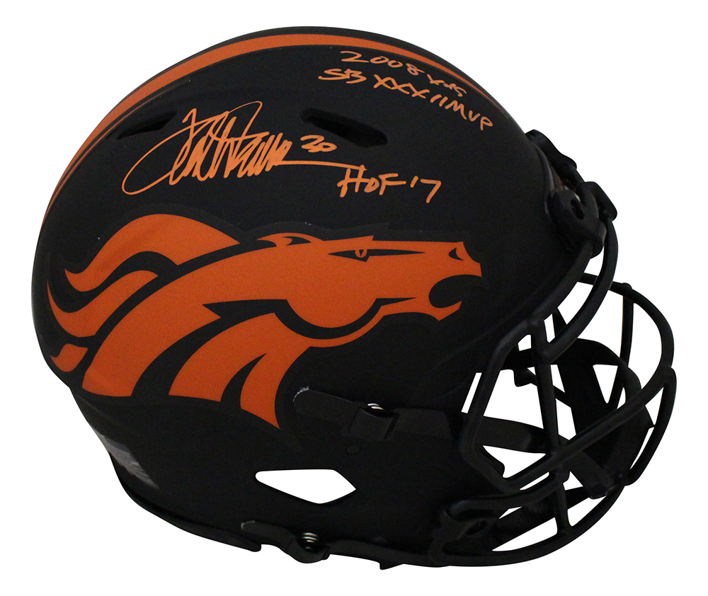 Terrell Davis Signed Denver Broncos Authentic Eclipse Helmet 3 Insc BAS 32822