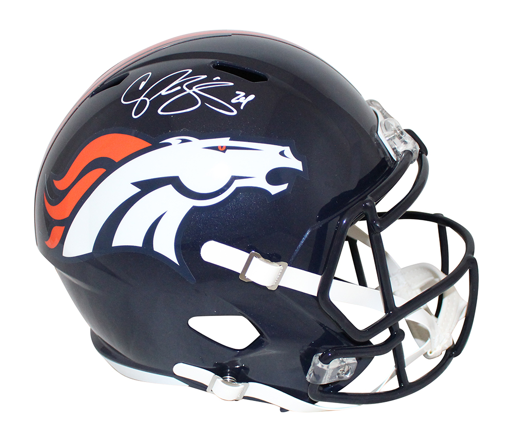 Champ Bailey Autographed/Signed Denver Broncos F/S Speed Helmet BAS 32845