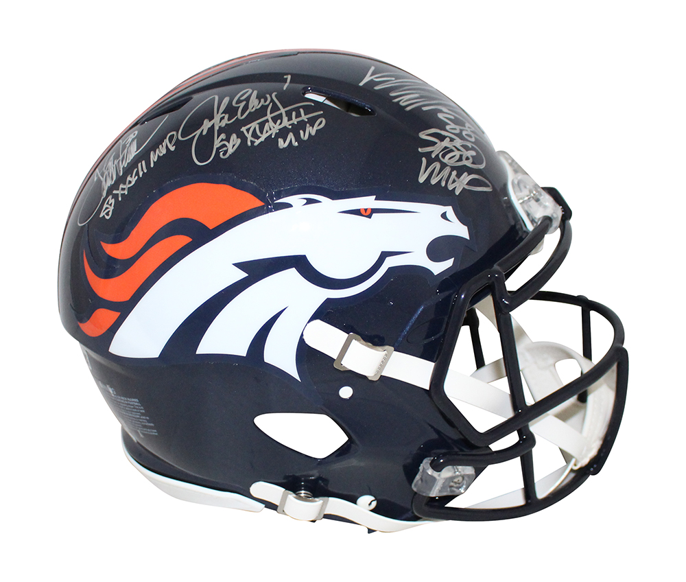 Denver Broncos SB MVP Signed Authentic Helmet Elway Davis Miller BAS 32851