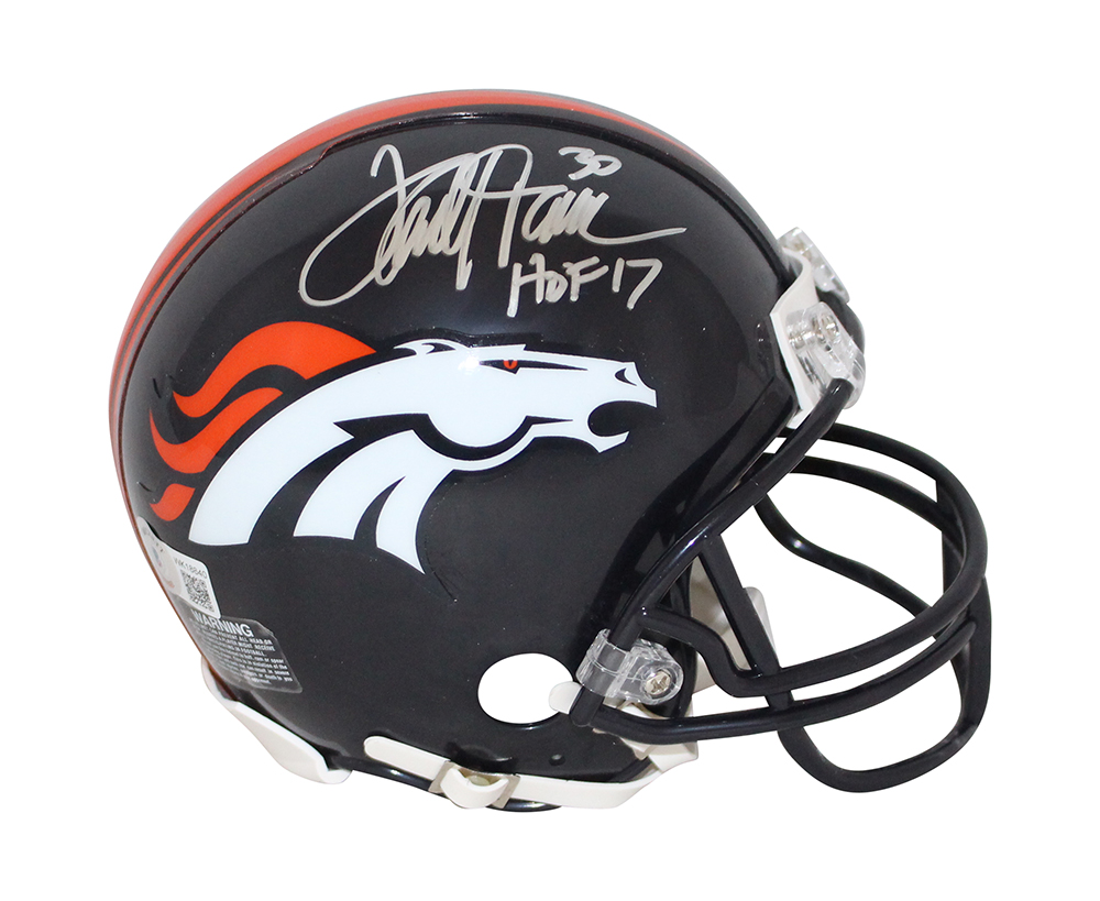 Terrell Davis Autographed Denver Broncos VSR4 Mini Helmet HOF BAS 32855