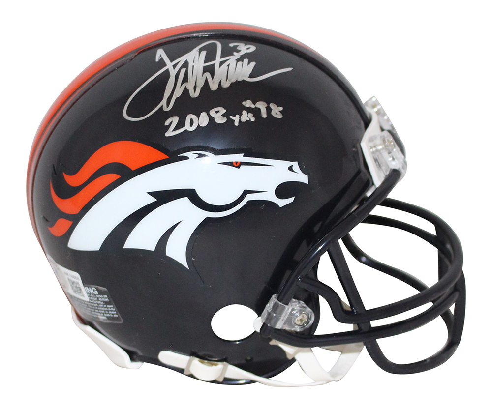 Terrell Davis Autographed Denver Broncos VSR4 Mini Helmet 2008 Yds BAS 32856