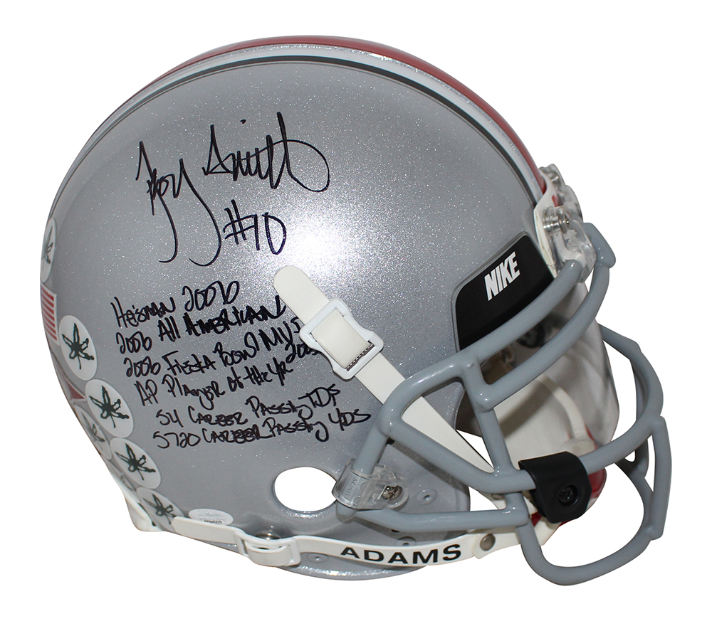 Troy Smith Autographed Ohio State Buckeyes Authentic Custom Helmet JSA 32954