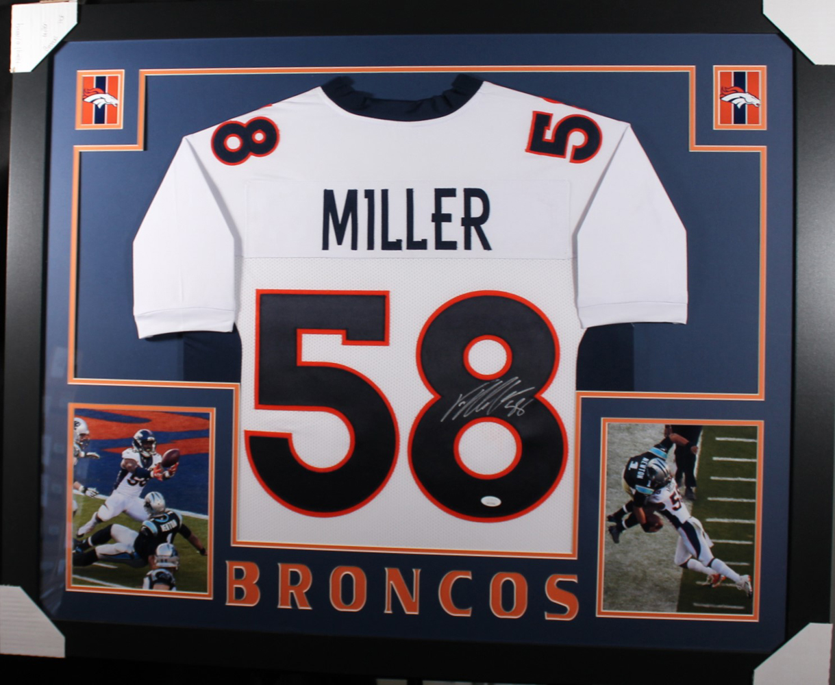 Von Miller Autographed/Signed Denver Framed White XL Jersey JSA 32968