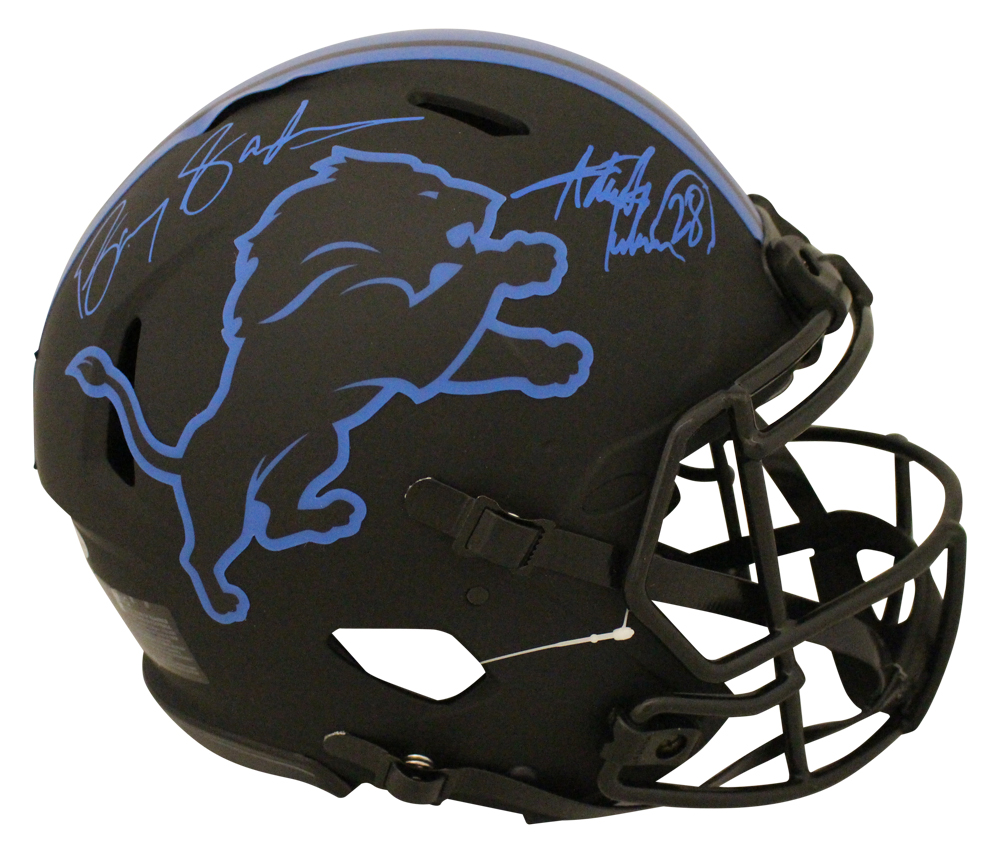 Barry Sanders & Adrian Peterson Signed Lions Authentic Eclipse Helmet BAS 29348