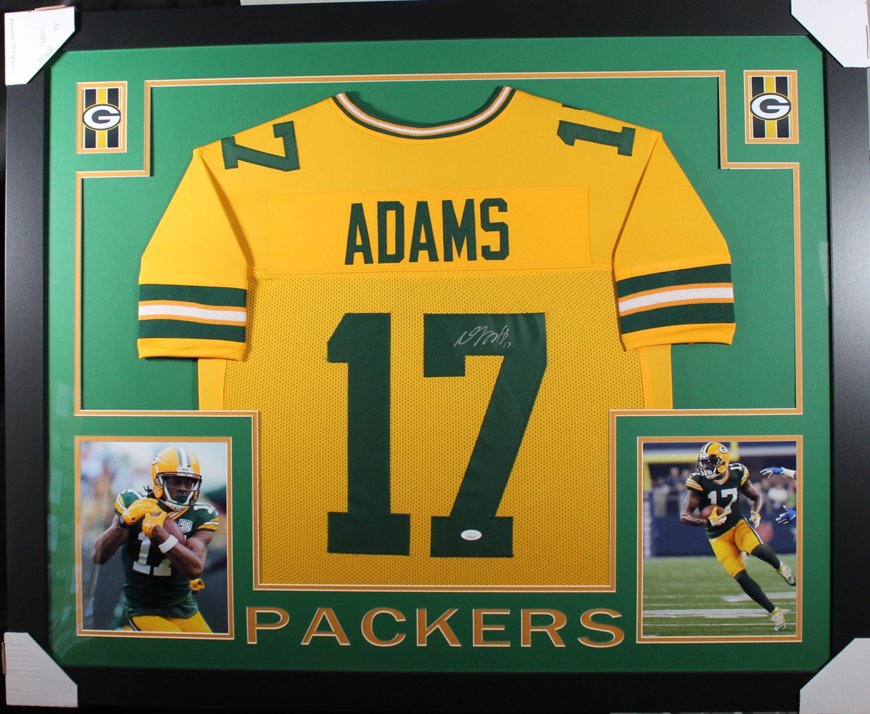 Davante Adams Autographed Green Bay Framed Color Rush XL Jersey JSA 32980