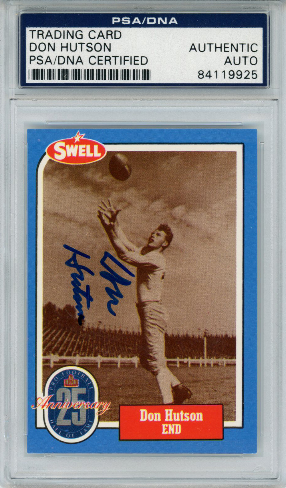 Don Hutson Autographed/Signed 1988 Swell #59 Trading Card PSA Slab 33005