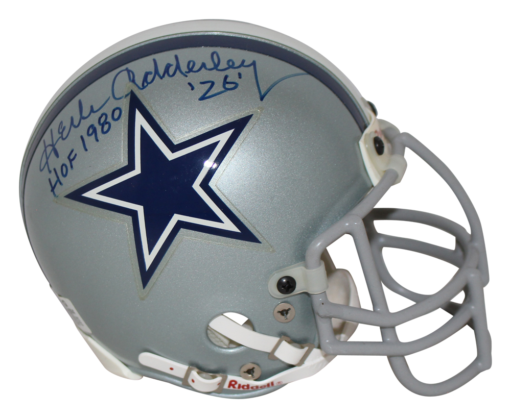 Bob Lilly & Herb Adderley Signed Dallas Cowboys Authentic Mini Helmet BAS 33022