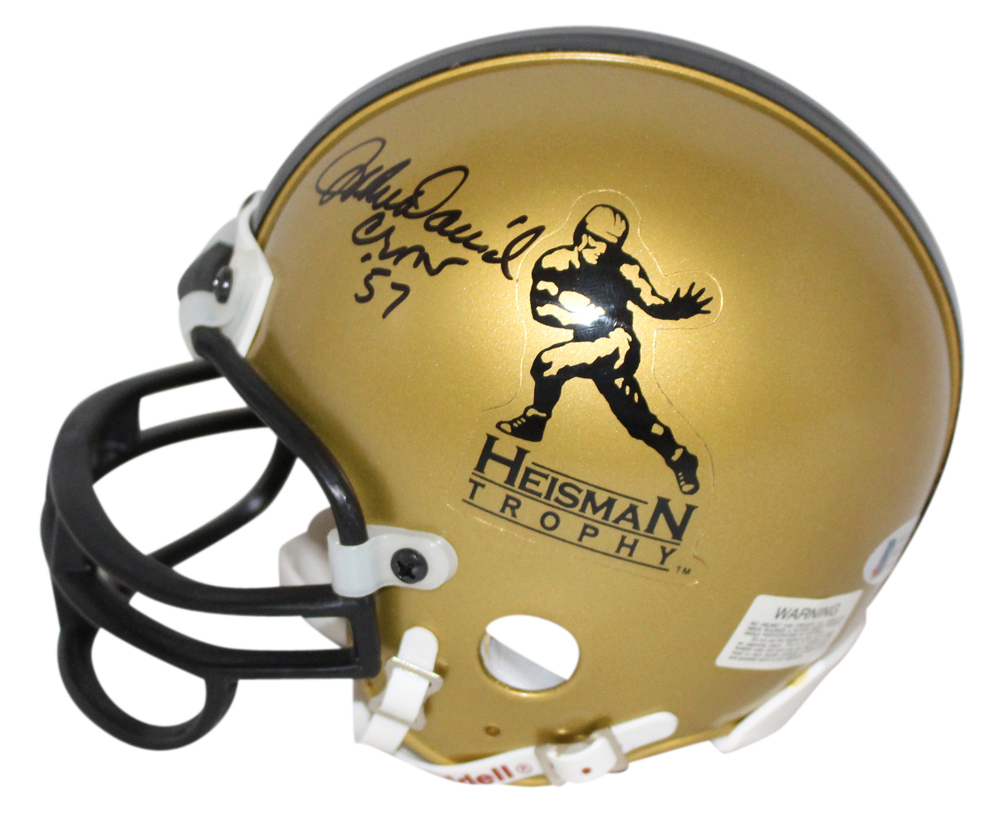 John David Crow Autographed Heisman Trophy Replica Mini Helmet BAS 33026
