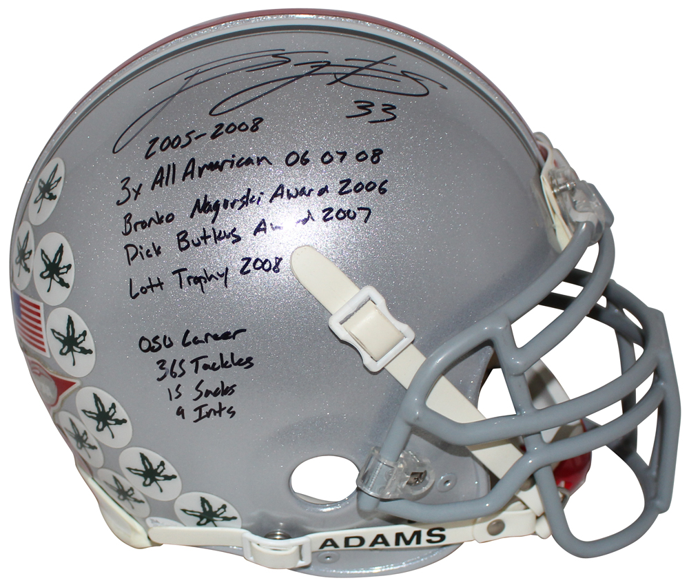 James Laurinaitis Autographed Ohio State Buckeyes Authentic Helmet JSA 33032