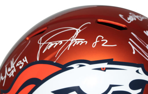 Three Amigos Autographed/Signed Denver Broncos F/S Blaze Helmet JSA