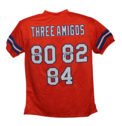 Three Amigos Autographed/Signed Pro Style Orange XL Jersey JSA