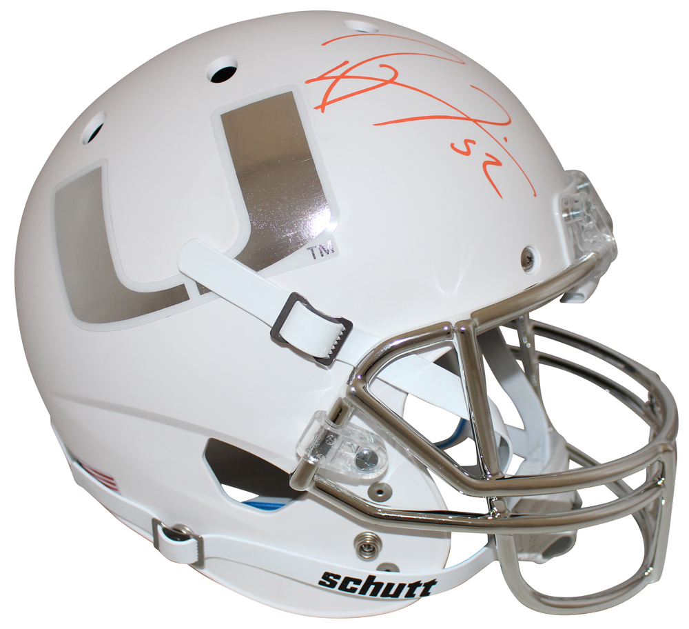 Ray Lewis Autographed Miami Hurricanes White Schutt Replica Helmet BAS 29515