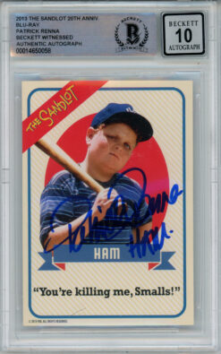 Patrick Renna Signed 2013 Fox 20th Anv Trading Card Sandlot Ham BAS Slab