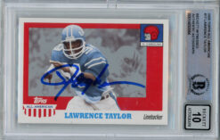 Lawrence Taylor Signed 2005 Topps All American #17 Trading Card BAS 10 Slab