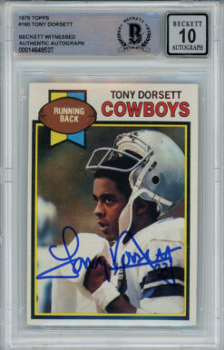 Tony Dorsett Autographed 1979 Topps #160 Trading Card Beckett 10 Slab