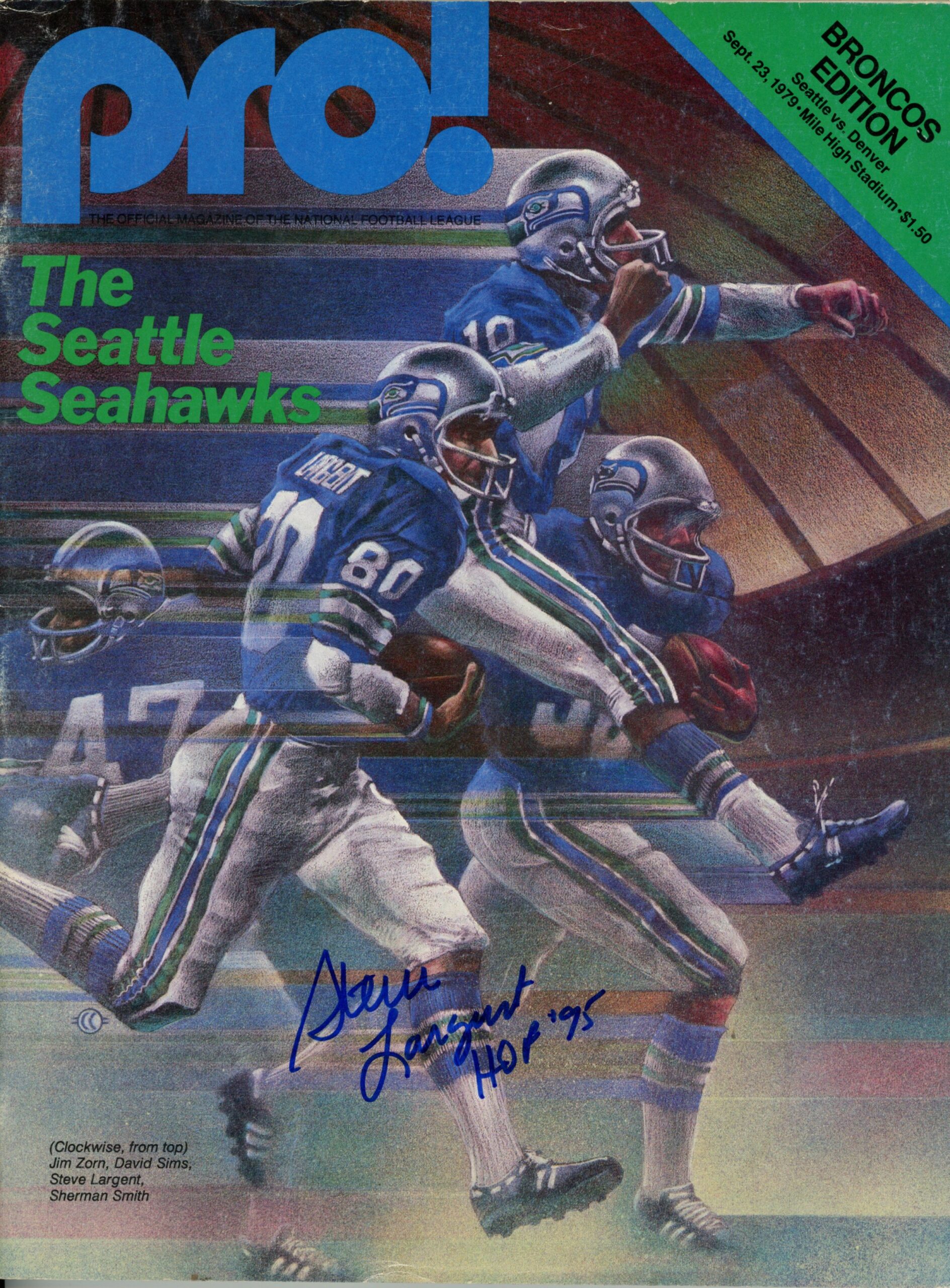 Steve Largent Autographed Seattle Seahawks Pro! 9/23/79 Magazine Beckett 54589