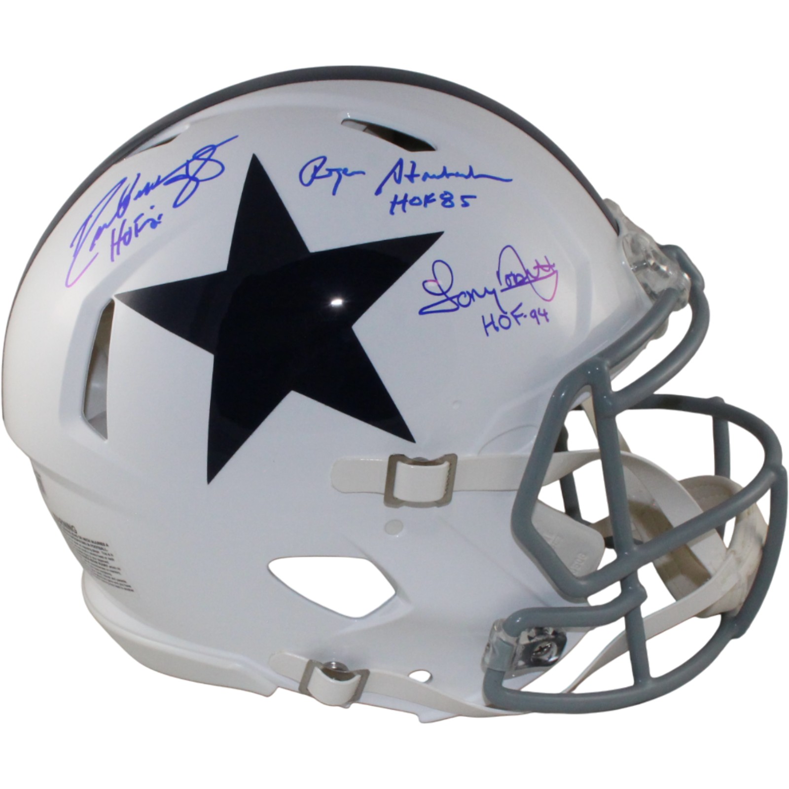 Staubach Dorsett Pearson Signed Dallas Cowboys Authentic TB Helmet Beckett 54600