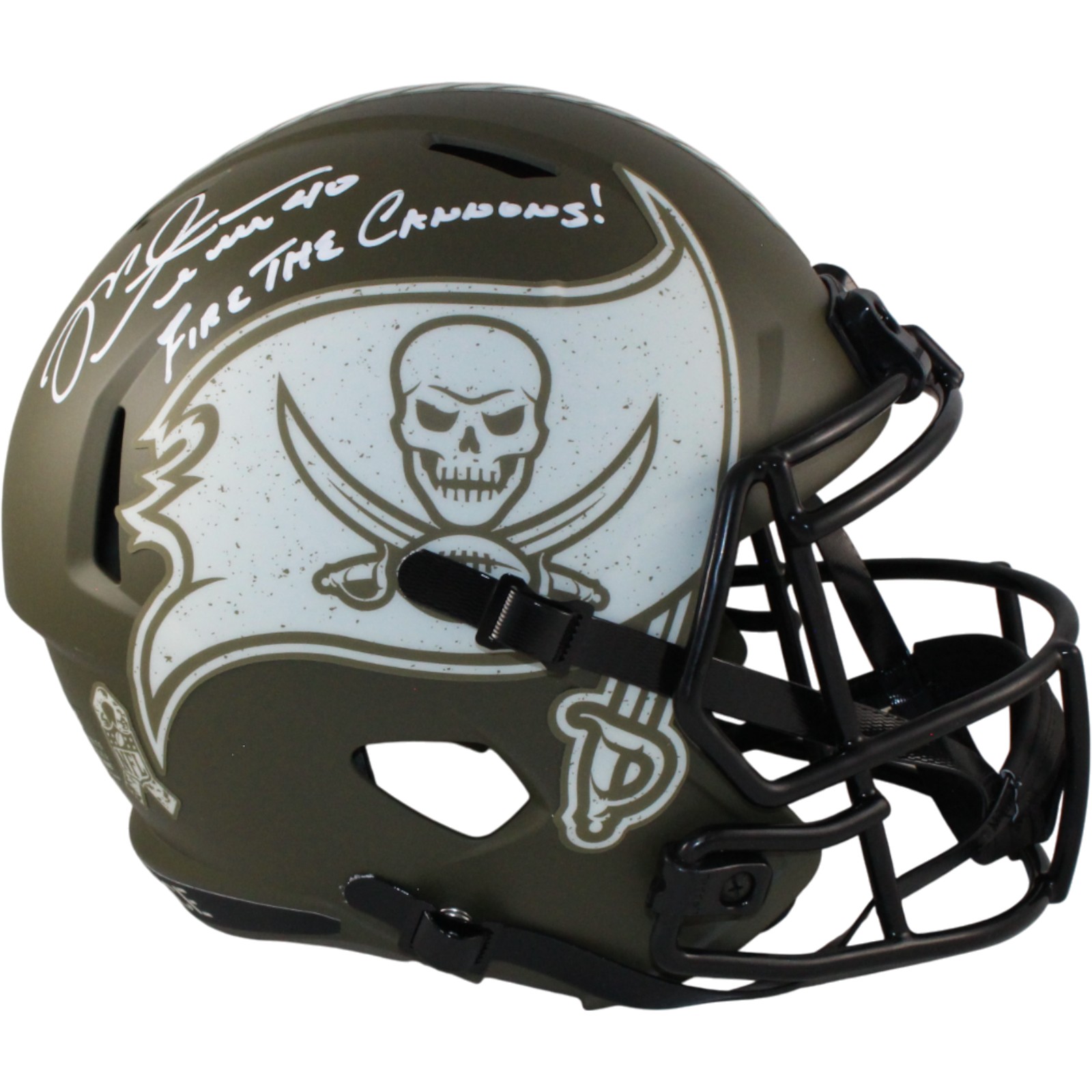 Mike Alstott Signed Tampa Bay Buccaneers F/S Helmet 22 STS Cannons Beckett 54606