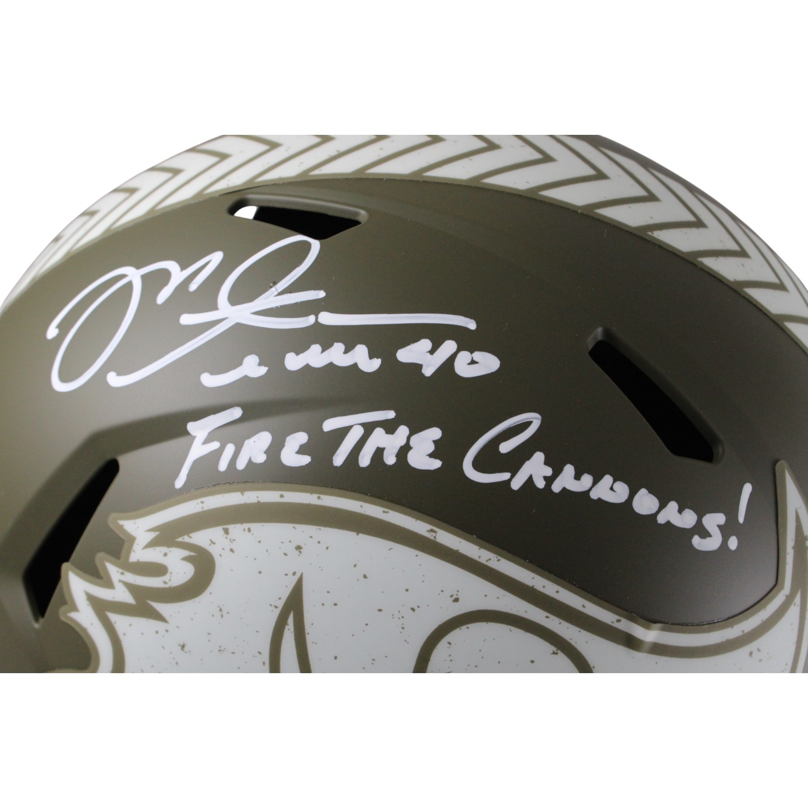 Mike Alstott Signed Tampa Bay Buccaneers F/S Helmet 22 STS Cannons Beckett 54606