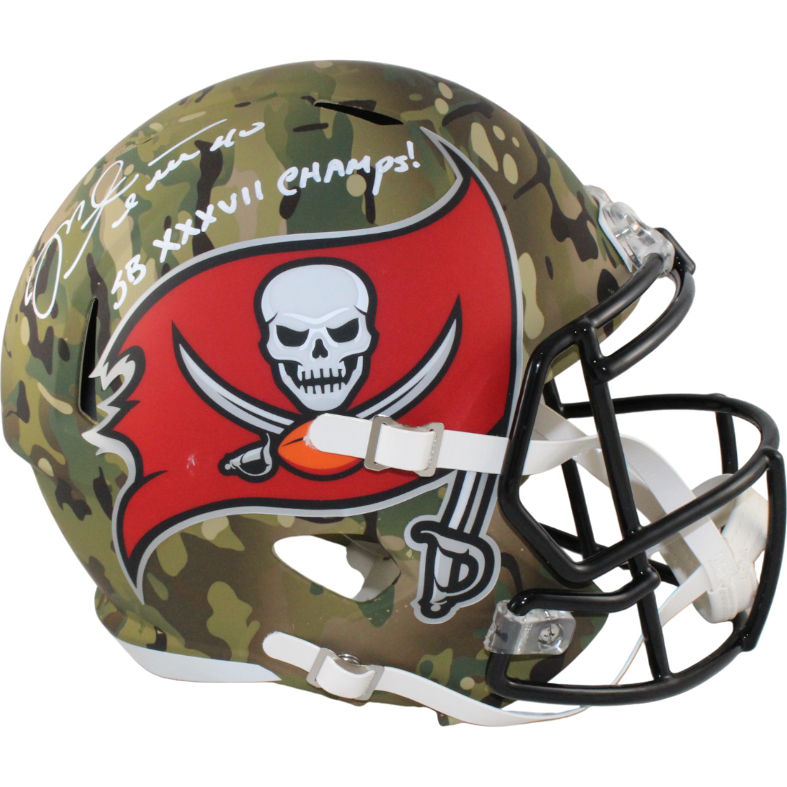 Mike Alstott Signed Tampa Bay Buccaneers F/S Helmet Camo SB Champs Beckett 54610