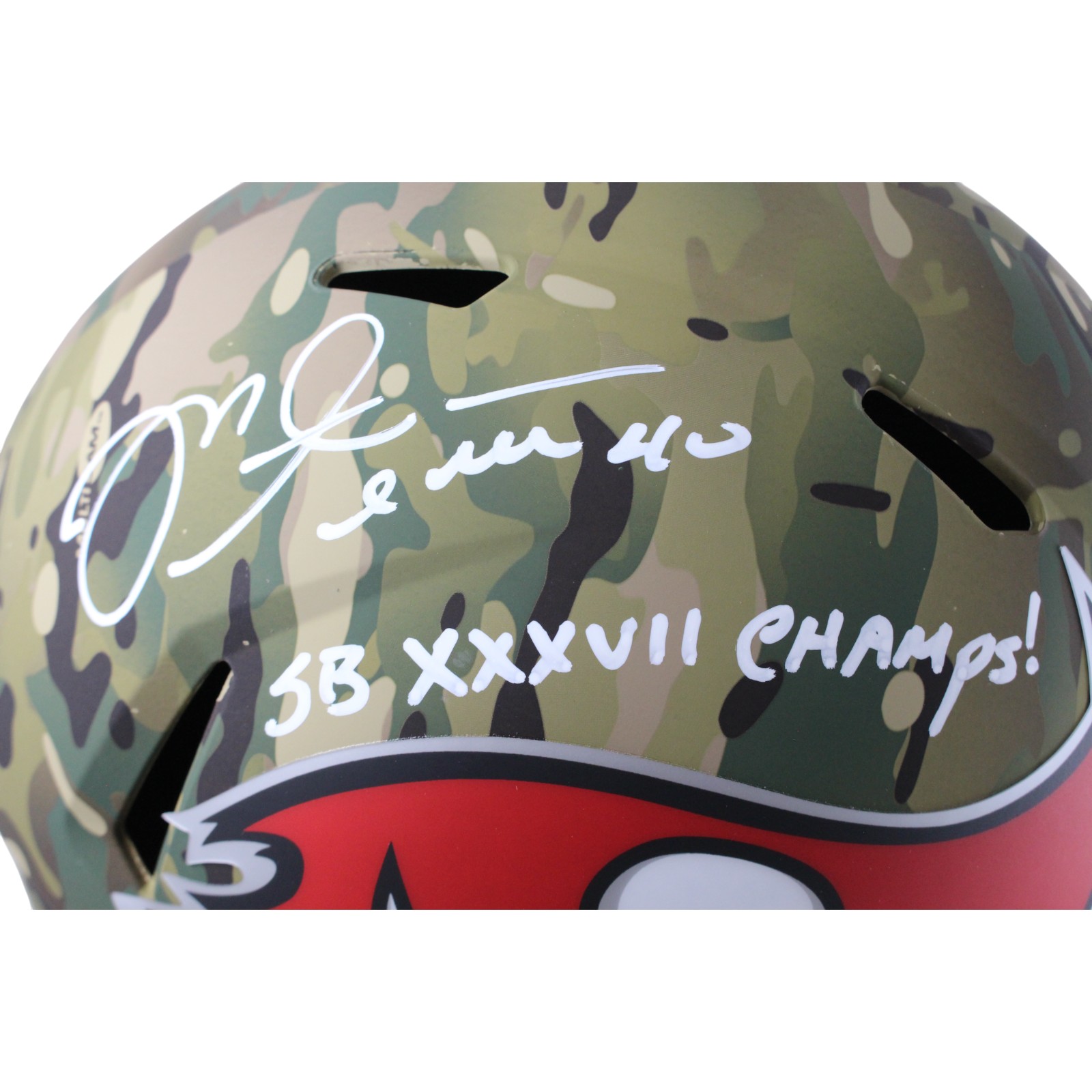 Mike Alstott Signed Tampa Bay Buccaneers F/S Helmet Camo SB Champs Beckett 54610