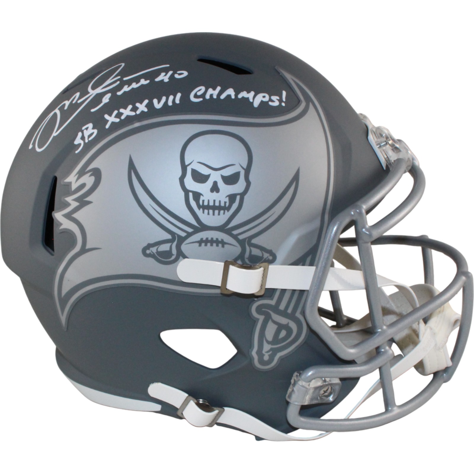 Mike Alstott Signed Tampa Bay Buccaneers F/S Helmet Slate SB Champ Beckett 54614