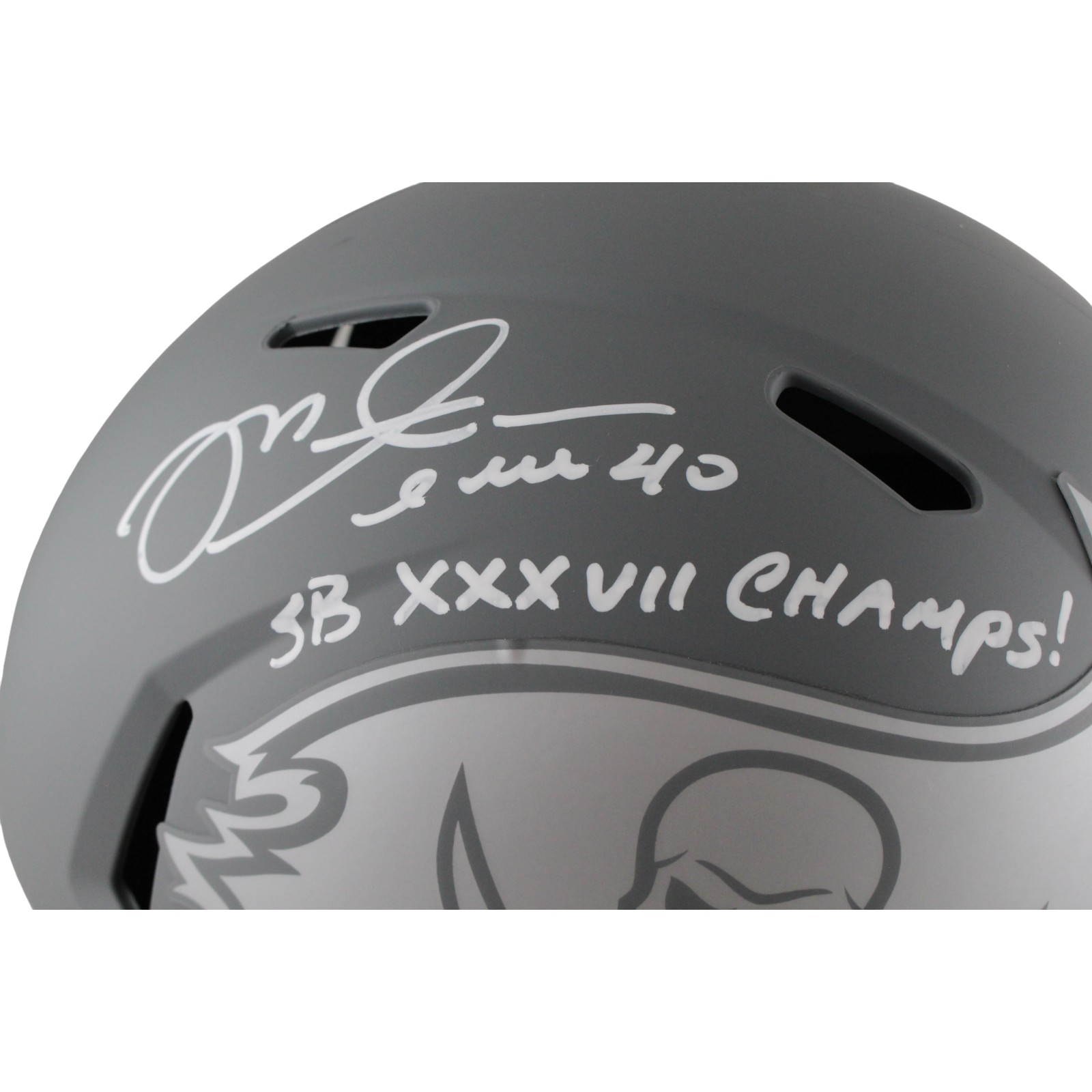 Mike Alstott Signed Tampa Bay Buccaneers F/S Helmet Slate SB Champ Beckett 54614