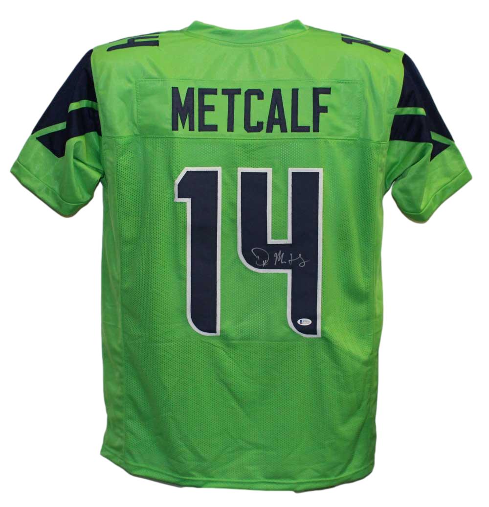 DK Metcalf Autographed/Signed Pro Style Green XL Jersey BAS 29543