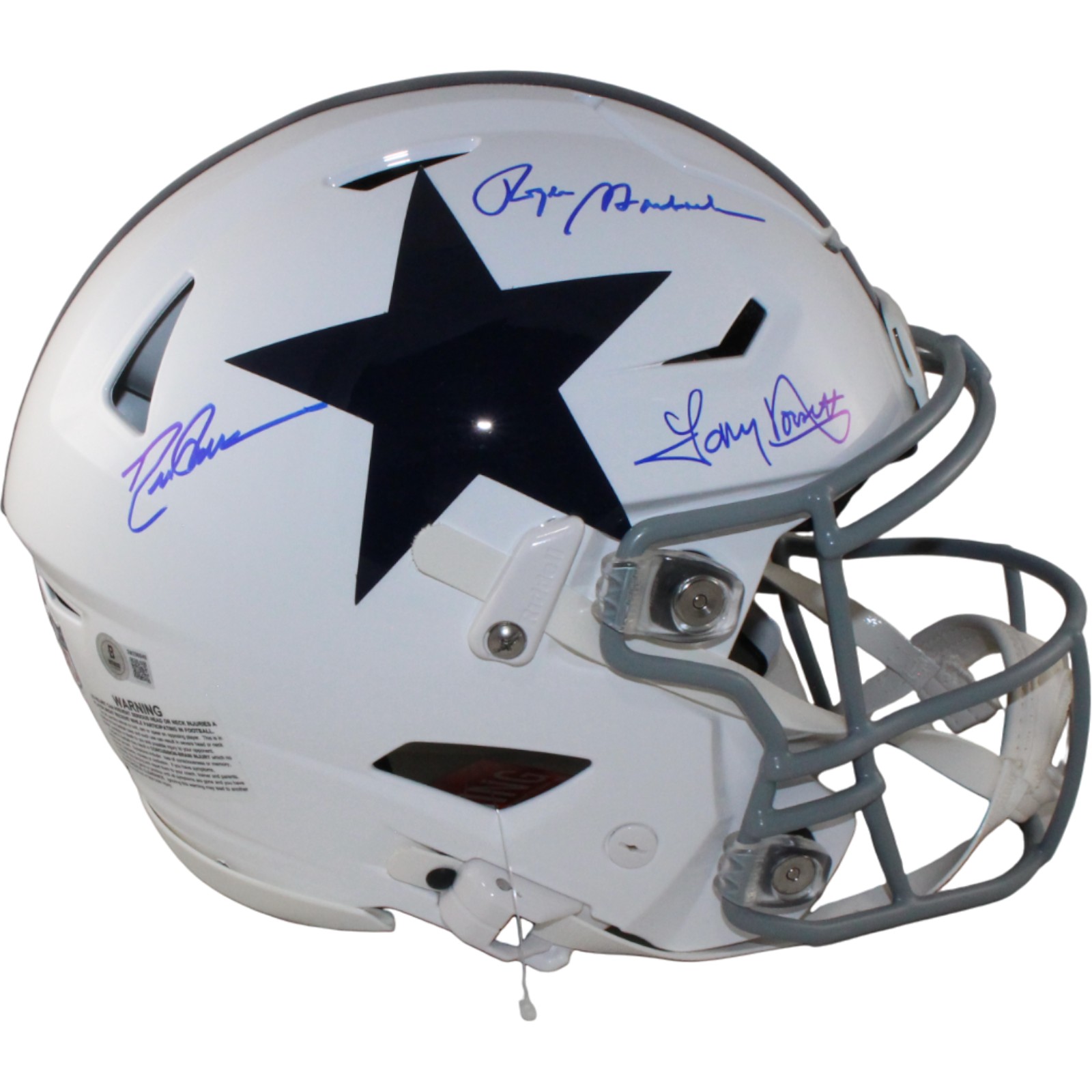 Dorsett Pearson Staubach Signed Dallas Cowboys TB Speedflex Helmet BAS 54603